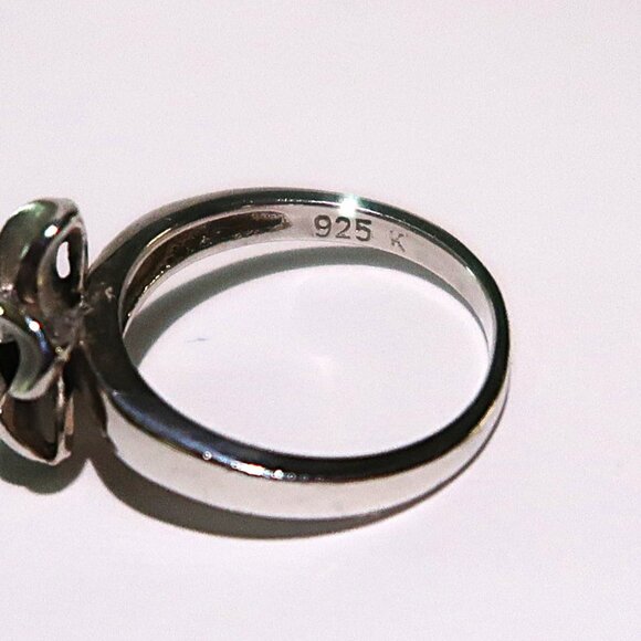 925 Silver Summer Flower Band with White Stone Woman's Silver Ring Size 4.75 - Picture 4 of 8